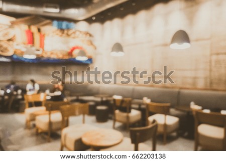 Abstract blur and defocused coffee shop cafe and restaurant interior for background - Vintage Filter