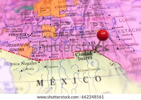 Ciudad Juarez on a map