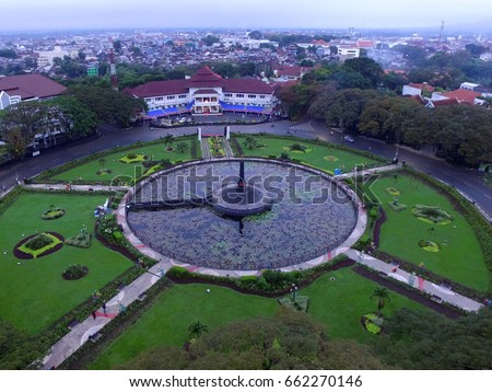 Tugu Malang East Java from aerial view. Royalty-Free Stock Photo #662270146