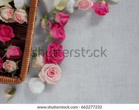 flowers buds and rose petals on the table
