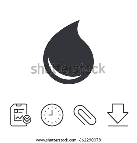 Water drop sign icon. Tear symbol. Report, Time and Download line signs. Paper Clip linear icon. Vector