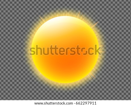 Vector illustration of cool single weather icon with shiny sun isolated on transparent background