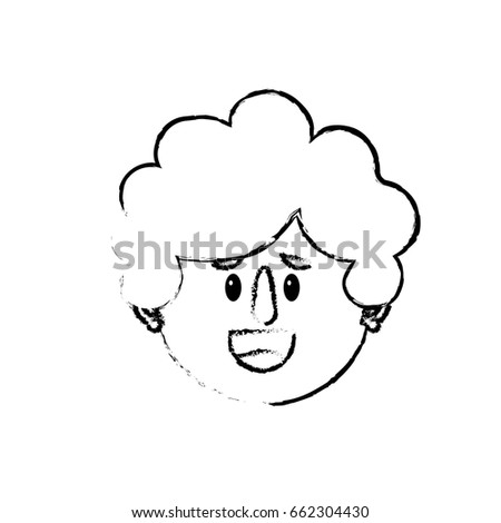 figure old woman face with hairstyle