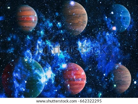 Nebula and galaxies in space.Planet and Galaxy - Elements of this Image Furnished by NASA