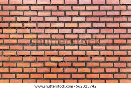 Background of red brick wall pattern texture. Great for graffiti inscriptions. Red Brown Vintage Brick Wall With Shabby Structure. Horizontal Wide Brickwall Background. 