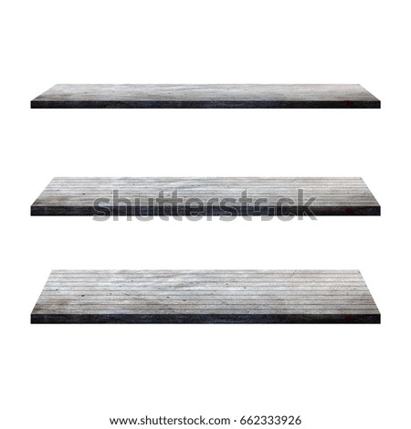 3 Concrete Shelves Table isolated on white background, template display