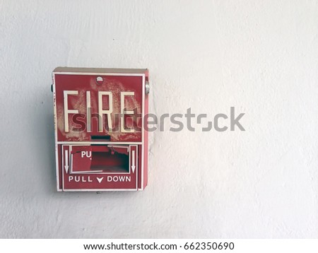 Old emergency fire alarm switch is broken.- Unsafe equipment in your life concept.