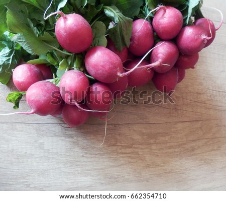 color detail photography of radish on wooden table
