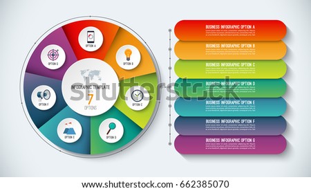 Infographic template. Vector illustration. Abstract banner with 7 steps, options. Can be used for business presentation, workflow layout, diagram, chart, web design.