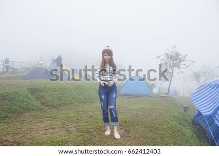 Thai women,Thai girl,portrait outdoor Thai girl beautiful In Nature,Thai Girl Enjoy In Nature,Young female with photo camera