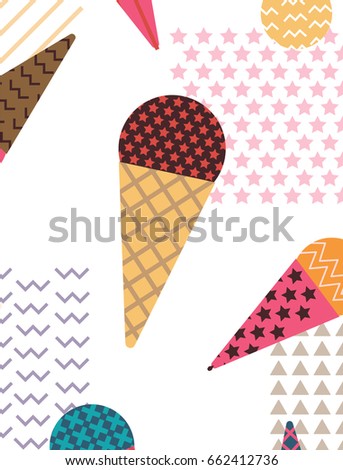 Organizer Cover in Scandinavian Style with Ice-cream Pattern. Perfect for Print, Template, Book. Vector isolated illustration