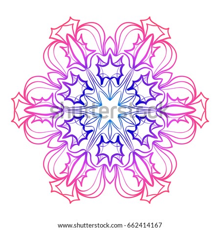 floral mandala. creative anti-stress ornament. vector illustration blue, purple color.