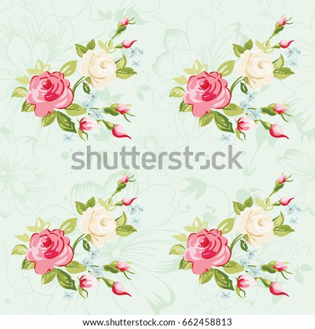 Seamless floral pattern with colorful roses Vector Illustration EPS8