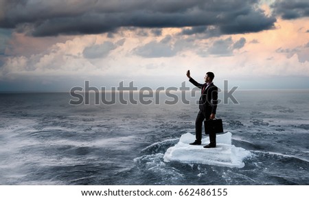 Surfing sea on ice floe