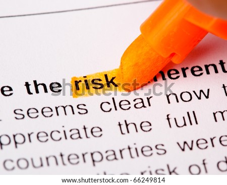 extreme closeup of a risk word