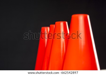 Close up shot of orange traffic cones 