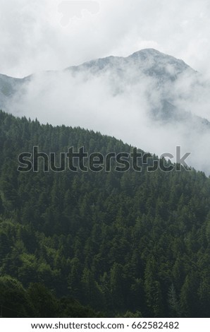 Mountains covered with fog, Italy