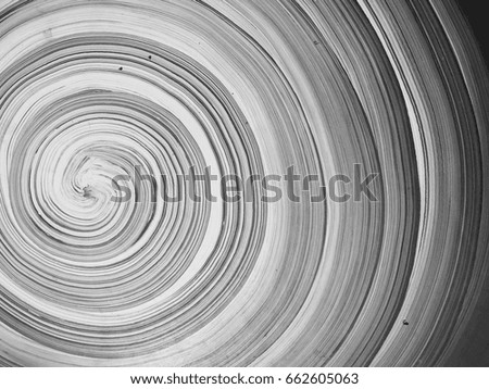Top view of black and white spiral line background