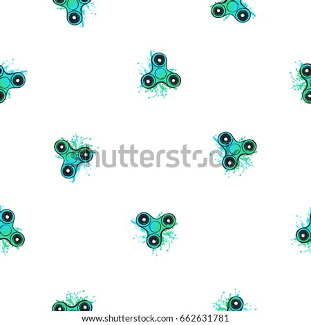 green watercolor spinner. Vector hand drawn fashion illustration on white background in watercolor style