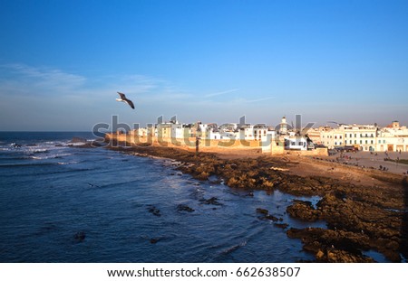 Essaouira Fortress in Morocco on the Atlantic coast, North Africa. It has also been known by its Portuguese name of Mogador. Royalty-Free Stock Photo #662638507