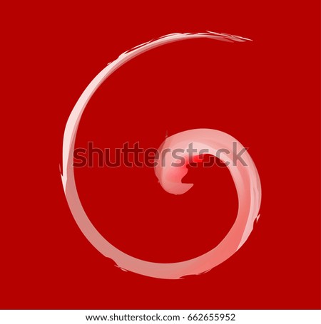White watercolor round stroke on red background for design. Vector illustration