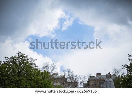Clear blue sky, realistic sky with clouds on a sunny day