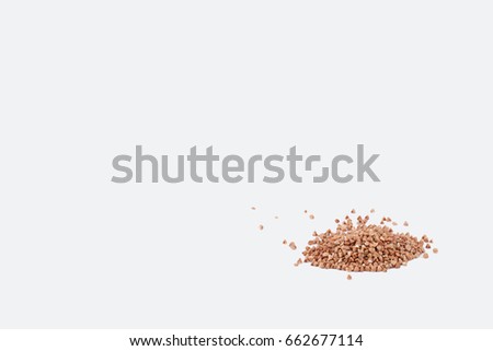 Buckwheat, buckwheat grains isolated on white background, natural porridge  