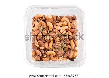 Roasted mixed nuts background texture 
