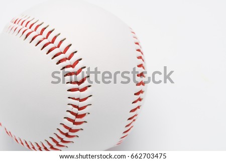 Isolated baseball on a white background and red stitching baseball. White baseball with red thread.Baseball is a national sport of Japan. It is popular.