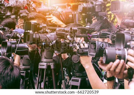  large number of press and media reporter in broadcasting event Royalty-Free Stock Photo #662720539