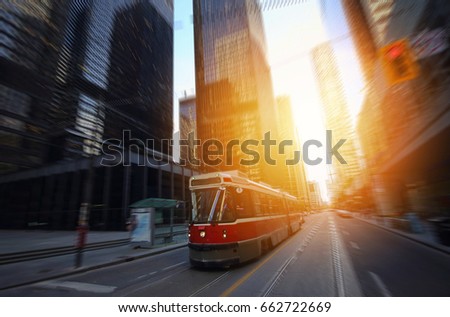 Toronto downtown streets on a sunset