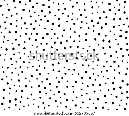 Vector illustration of seamless black dot pattern with different grunge effect rounded spots isolated on white background Royalty-Free Stock Photo #662735857