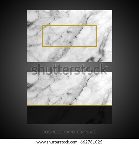 Modern business card layout template, Black and white marble texture background for luxury design (Clipping path included with copy space for adding more text)