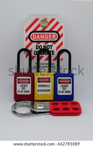 Lock out & Tag out,Lock out station , machine - specific lockout device and lockout point Royalty-Free Stock Photo #662781889