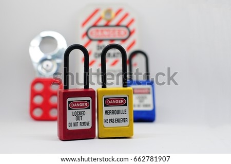 Lock out & Tag out,Lock out station , machine - specific lockout device and lockout point Royalty-Free Stock Photo #662781907