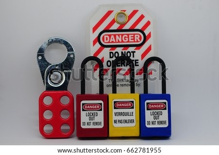 Lock out & Tag out,Lock out station , machine - specific lockout device and lockout point Royalty-Free Stock Photo #662781955