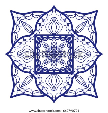 Floral Mandala for tattoo design, greeting card, invitation, coloring book. Arabic, Indian, motifs. Vector illustration.