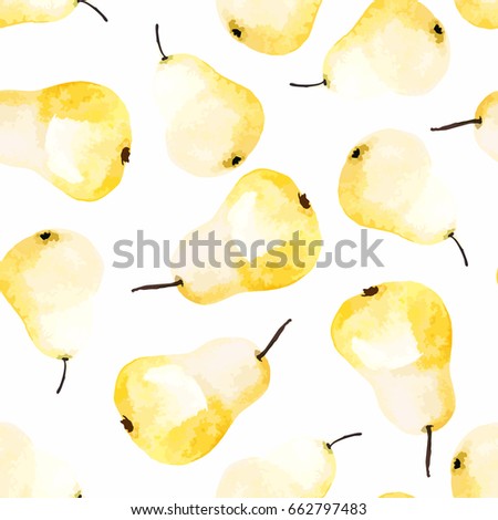 vector seamless pattern juicy fresh sweet drawn pear isolated