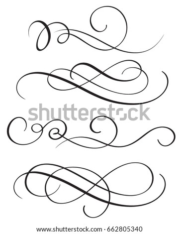 set of vintage flourish decorative art calligraphy whorls for text. Vector illustration EPS10