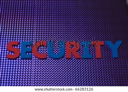 security word on blue neon background, part of a series of business words