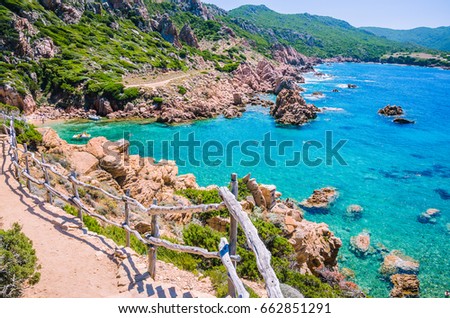 Stony walk path in Costa Paradiso, Sardinia, Italy Royalty-Free Stock Photo #662851291