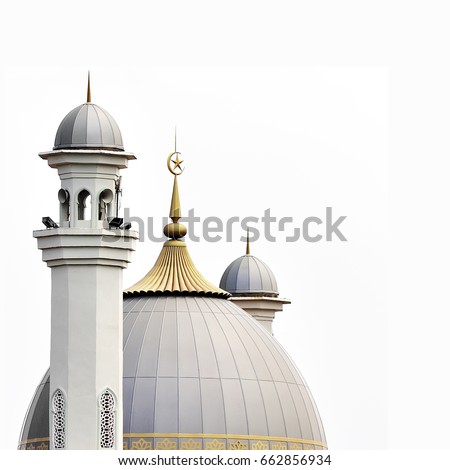 Muslim mosque ( dome )in white background , ideal use as background Royalty-Free Stock Photo #662856934