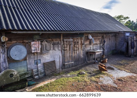 Farm in Kupovate settlement of so called Samosely - residents of Chernobyl Exclusion Zone, Ukraine Royalty-Free Stock Photo #662899639