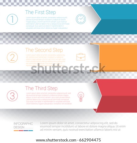 Vector infographics layout step by step options template. Mock up for business presentation, timing layout, diagram, annual report, banner, web design and power point.