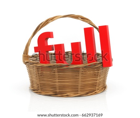 Red word Full in the basket. 3d illustration