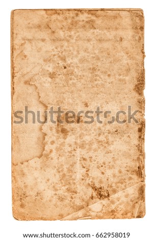 Used paper sheet. Page with edges isolated on white background