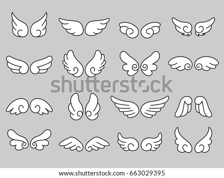 Set of Cute Angel Wing Royalty-Free Stock Photo #663029395