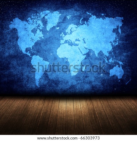 blue night grunge map in room style