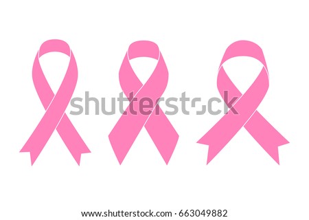 Pink Ribbons in flat style on blank background