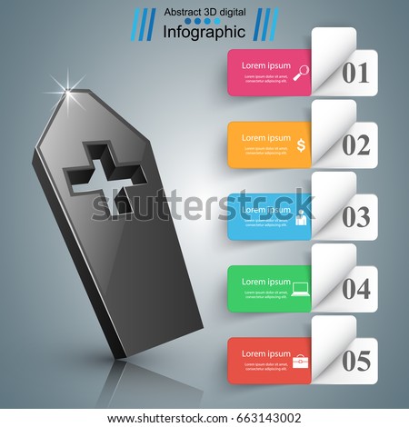 Coffin logo. Business Infographics origami style Vector illustration.
